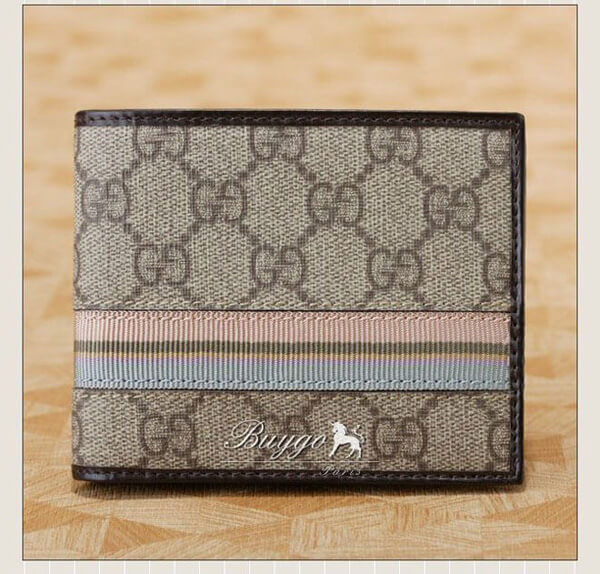 グッチ 財布 スーパーコピーグッチ GG柄 二つ折り財布 ベージュ×ダークブラウン×ウェビングライン 138086 FC12R 9791 グッチ 財布 スーパーコピーグッチ GG柄 二つ折り財布 ベージュ×ダークブラウン×ウェビングライン 138086 FC12R 9791