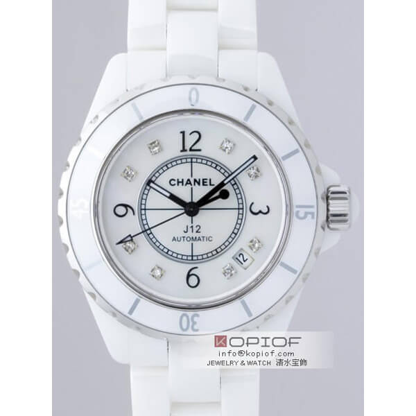 シャネルJ12 スーパーコピーシャネル J12 H0970 38mm ホワイトセラミックブレス 8Pダイヤホワイトシェルアフター ホワイトシェル