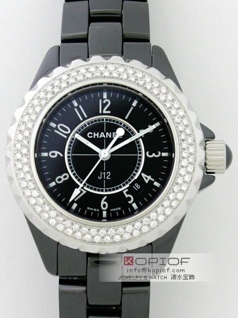 シャネルJ12 スーパーコピーH0682 33mm ブラックセラミックブレス ベゼルダイヤアフター ブラック