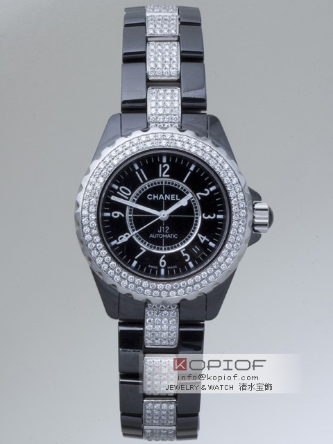 シャネルJ12 スーパーコピーシャネル J12 H0685 38mm ブラックセラミックブレス センターブレスダイヤアフター ブラック