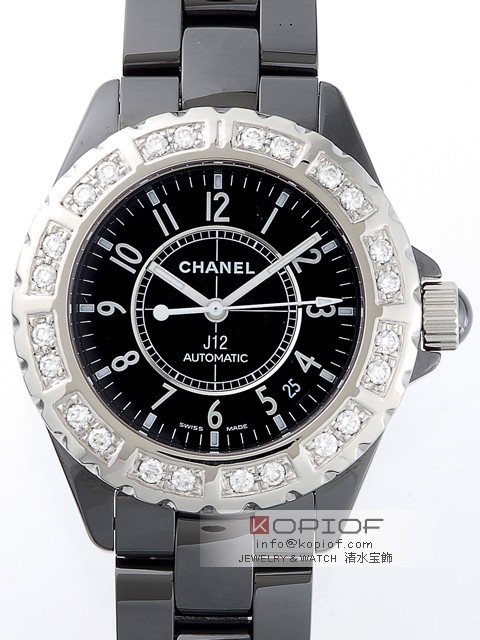シャネルJ12 スーパーコピーH0685 38mm ブラックセラミックブレス ベゼルラージ飛びダイヤアフター ブラック