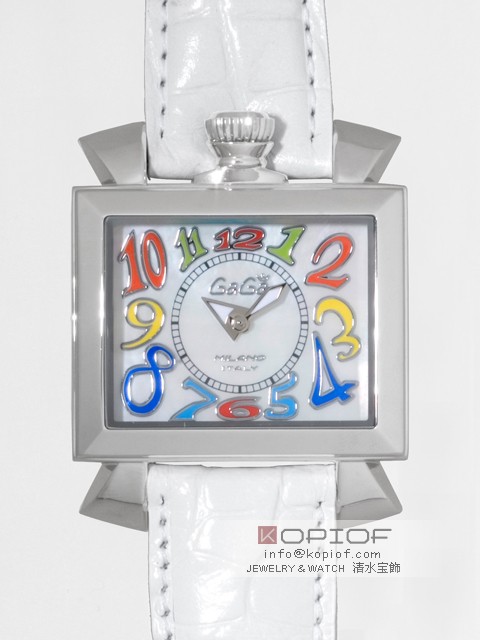 ガガミラノ ナポレオン40MM スーパーコピークォーツ 6030.1 ホワイト皮 ホワイトシェル/マルチカラーアラビア