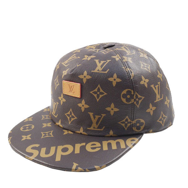 シュプリーム ルイ ヴィトン 帽子 コピー シュプリーム キャップ 5-Panel Hat モノグラム柄 レザーキャップ 茶 Size フリー