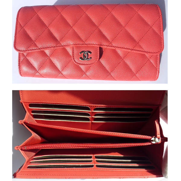 シャネル風 財布コピー A80758マトラッセキャビアスキンPKシルバー金具flapwallet