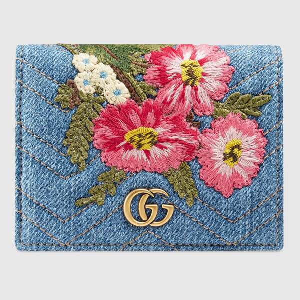 グッチ フローラ GGマーモント 日本限定 デニム ミニ財布 グッチ フローラ GGマーモント 日本限定 デニム ミニ財布