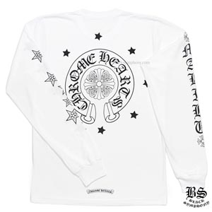 2021年人気新作 クロムハーツ ロングTシャツ 偽物 ホースシュー&amp;スター ホワイト