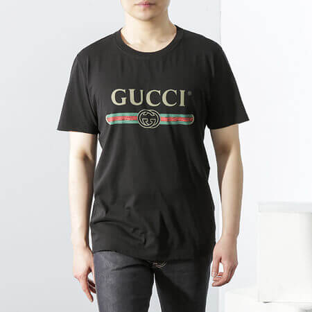 新作大人気 グッチ Tシャツ コピー グッチ T-Shirt Glitter Print Cotton