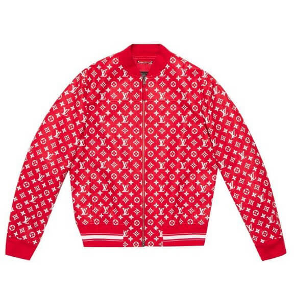 シュプリーム ルイ ヴィトン ジャケット 偽物 シュプリーム Leather Blousonレザー コラボ ジャケット ボックスロゴ スウェット モノグラム 赤1A3FBI