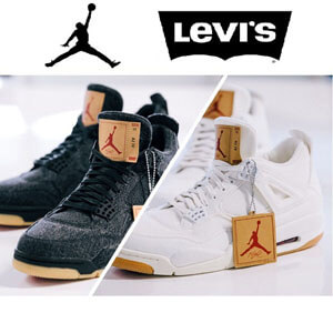 送関込 LEVI’S × ナイキ 偽物AIR JORDAN 4 RETRO NRG LEVIS リーバイス 青/黑/白AO2571-401AO2571-001