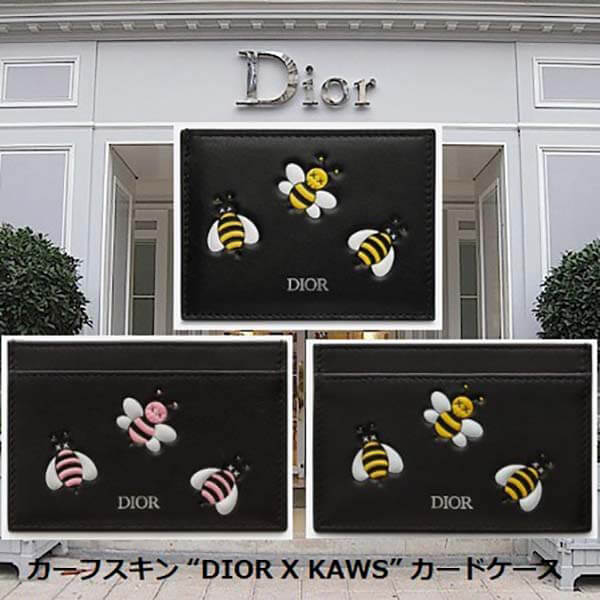 ディオールミニ財布 カーフスキン “ディオール X KAWS” カードケース 偽物 2KACH054YLA