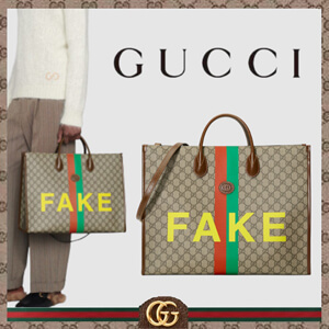 【グッチ】&quot;FAKE/NOT&quot; グッチ トートバッグ 偽物 プリント ラージ6303532GCAG8280