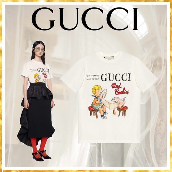 新作 グッチ &quot;Mad Cookies&quot; プリント Tシャツ 偽物 580762 XJCYN 9095