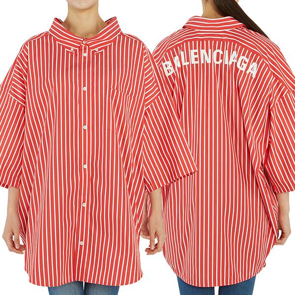 バレンシアガ Stripe Cocoon Swing オーバーフィット シャツ コピー 622051